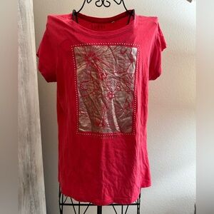 Guess Red/pink Tee with Silver Design